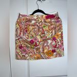Croft & Barrow Classic Fit Stretch Cotton Pink Paisley Neon Floral Skort Size 4 Photo 3