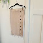 The Nines Boutique Creamy Beige Knit Faux Button Detail Midi Skirt Womens Size M Size M Photo 1