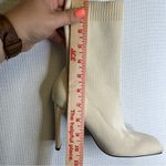 ZARA  | Cream Sock Heeled Boots with Chunky‎ Heel Size 35 or 5 Photo 4