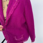 Vtg Purple Magenta Wool Ruffled Blazer Jacket XL Unlined Feminine Coquette Photo 2