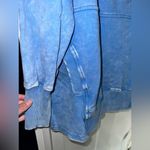 Zenana Outfitters NWT Half Snap Long Sleeve Pocket Hoodie In Washed Blue Photo 7