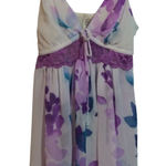 In Bloom by Jonquil Cream Purple Floral Spaghetti Strap Chemise Lace Size Small Photo 0
