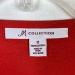 JM Collection  Red Orange Beaded V Neck Blouse Top Photo 4
