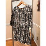 Anthropologie Skies Are Blue Flocked Damask Black & Cream Dress Medium Small Photo 1