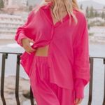 Daily Drills Hot Pink Linen Button Down Shirt | XS/S Photo 0