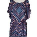 HALO Women's Large Geo Diamond Stripe Print Blouson Multicolor Casual Dress Photo 0