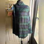 Vintage handmade navy green plaid button front cape shawl, one size Blue Size one size Photo 3