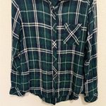 Rails  Hunter Plaid Flannel Button Down Shirt Forest Green Navy White Size Large Photo 4