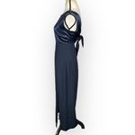 Maggy London Midi Dress Women's 6 Navy Blue Tie Back Column Sleeveless Gown Photo 1
