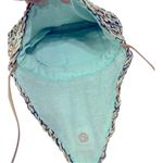 Paper Straw Colorful Crossbody bag, Teal, dark blue, Tan. Snap button closu… Blue Photo 3
