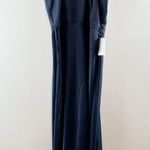 WAYF Halter Neck Sleeveless Slit Maxi Formal Gown Navy Blue XL Photo 3