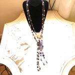 Hand Knotted Faceted Purple Glass Beaded & Black Glass Beaded Lariat Necklaces Photo 9