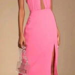 NWT LULUS Flirty Chic Bright Pink Cutout Twist Photo 0