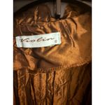 VIOLIN Women's Brown Crinkle Pleated Long Sleeve Button Up Shirt Top Size S Photo 2