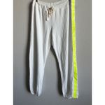 Sundry  Women's White Fleece Yellow Reflective Striped Sweatpants Size 3‎ NEW Photo 4