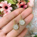 Brand New Gold Flower Disc Earrings Photo 3