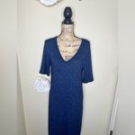 Lou & grey NTM:  Heathered Navy Blue Short Sleeve Maxi Dress with Slits Size M Photo 1