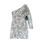 Lulus NWT  Disco Dancer White and Silver One Shoulder Bodycon Dress Size S Photo 2