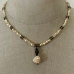 Artisan Mother of Pearl & Smoky Quartz Necklace with Sterling Silver Clasp Photo 0