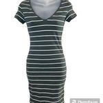 H&M Basic Olive Green Striped Short Sleeve Mini Dress Size XS Photo 0