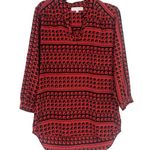 Amanda Uprichard Silk Tunic Top Red Black Art To Wear Long Sleeve Artsy Size P S Photo 0