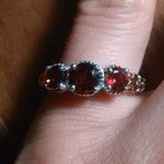 Mozambique Garnet Sterling Silver Trilogy Ring (Size 6) Photo 0