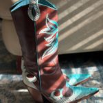 Para Raio Western Barn Hard To Find Brown,Teal Snake Skin Cowboy Boots, Size 7 Brown Photo 4