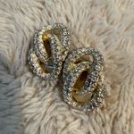 CARRE Sparkling Rhinestone Interlocking Vintage‎ Clip Earrings Gold Photo 0