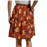 Modcloth NWT Brown Floral As I Float By Button Front Belted Skirt Size 1X Photo 1