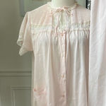 Vintage Barbizon Pink 2pc Pajama Lounge Set SS Top Pants S Photo 0