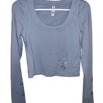 Athleta Blue S Shanti Eyelet Top long sleeve crop Photo 0