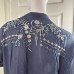 Johnny Was  Navy Blue Tunic/Top Boho Blouse, Sz S, Embroidered, Cupra Rayon. Photo 8