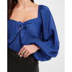 EXPRESS Satin Jacquard Tie Front Thong Bodysuit Photo 2