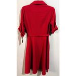 Sharagano  Pure Red Roll Tab Sleeve Self Tie Shirt Dress Size 4 NWT Photo 4