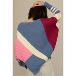 Maeve Anthropologie  Oversized Stripe Sleeve Cable Knit Sweater Color Block Large Photo 1