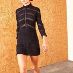 Ulla Johnson Stunning Black Lace Silk Kitty Dress Size 4 Pleated Cutouts Mini Photo 2