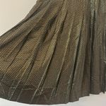 Vintage Black Gold Zip Zag Pattern Metallic Pleated Midi Skirt Size 10 Photo 2