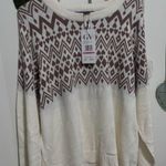 Gloria Vanderbilt SUPER SOFT AND STRETCHY Brown and White Geometric Sweater Photo 0