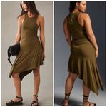 Anthropologie Daily Practice asymmetric tank top dress with ruched waist, color moss, sz S,NWT Photo 1