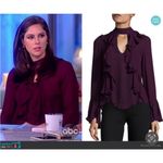 CINQ A SEPT SIA CHOKER SILK BURGUNDY MAROON PLUM Ruffled lBlouse Top S Brown Photo 1