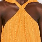 frame denim FRAME Silk Crinkle Draped Halter Neck Kumquat Yellow Top Size S/P Photo 0