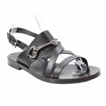 Gucci  Juliette Horsebit Leather Strappy Slingback Flat Sandal Shoes Black 40 Photo 1