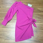 NWT Pink One Shoulder Tie Long Sleeve Bodycon Dress Sz One Size Photo 1