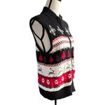 Christopher & Banks VTG. Christmas Reindeer,Snowflake Zipper front Vest. Size L. Photo 1