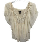 Victoria's Secret  Flowy Cream Blouse Whimsical Fairy Boho Size Medium Satin Photo 0