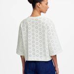 Madewell  White Embroidered Wide-Sleeve Boxy Tee Shirt Top Size Small Photo 2