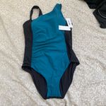 Calvin Klein Women's Standard Front Shirring Colorblock Panel One Piece 18 Photo 8