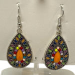 Colorful Teardrop Earrings pierced new Orange Photo 0