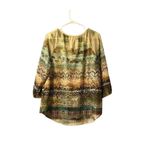 Chico's Lace Crochet Front Top Size 2 Tropical All Over Print 3/4 Sleeve Photo 1