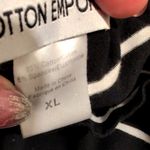 Cotton Emporium  Tank Top Womens XL Monochrome Striped Shirt Black White Cropped Photo 3